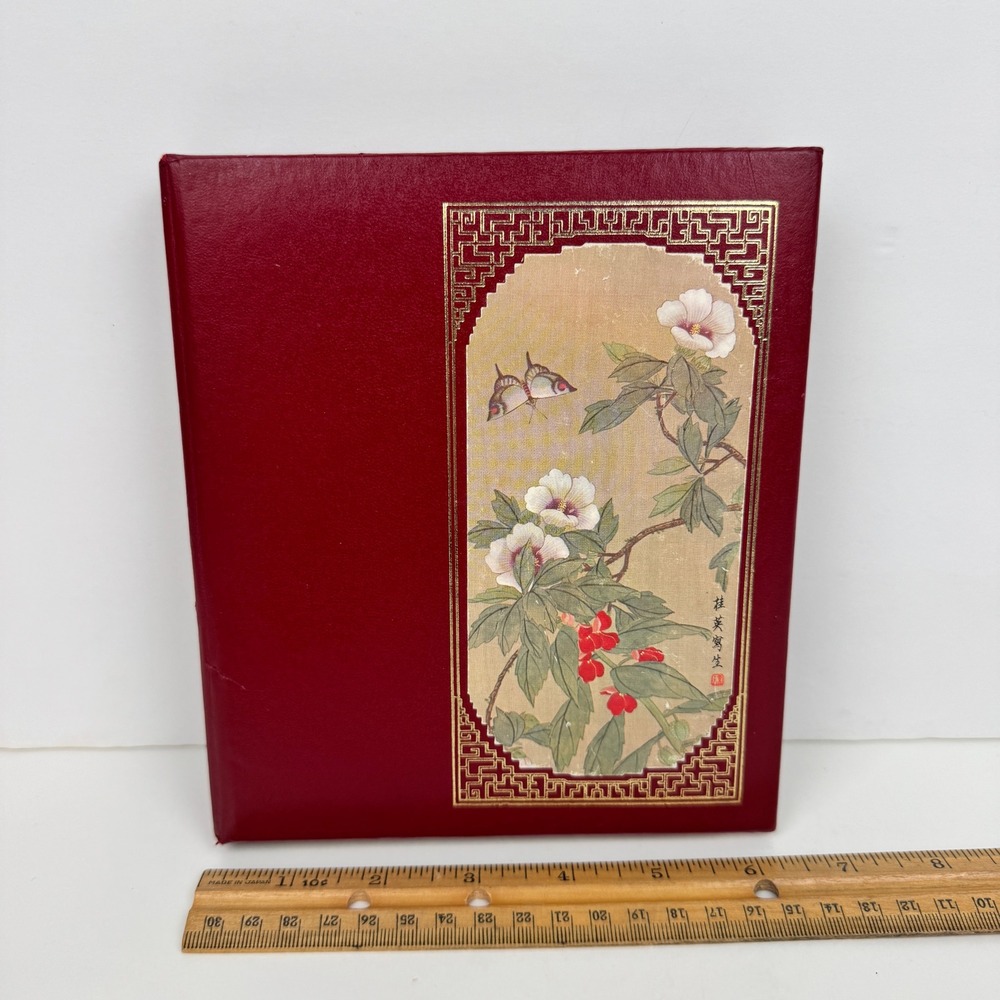 Vtg CR Gibson Company Chinese Garden Imagery Red Address Telephone Book Unused